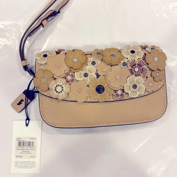 Coach 1941 Tea Rose Applique Clutch (Beechwood) NWT - Picture 2 of 9